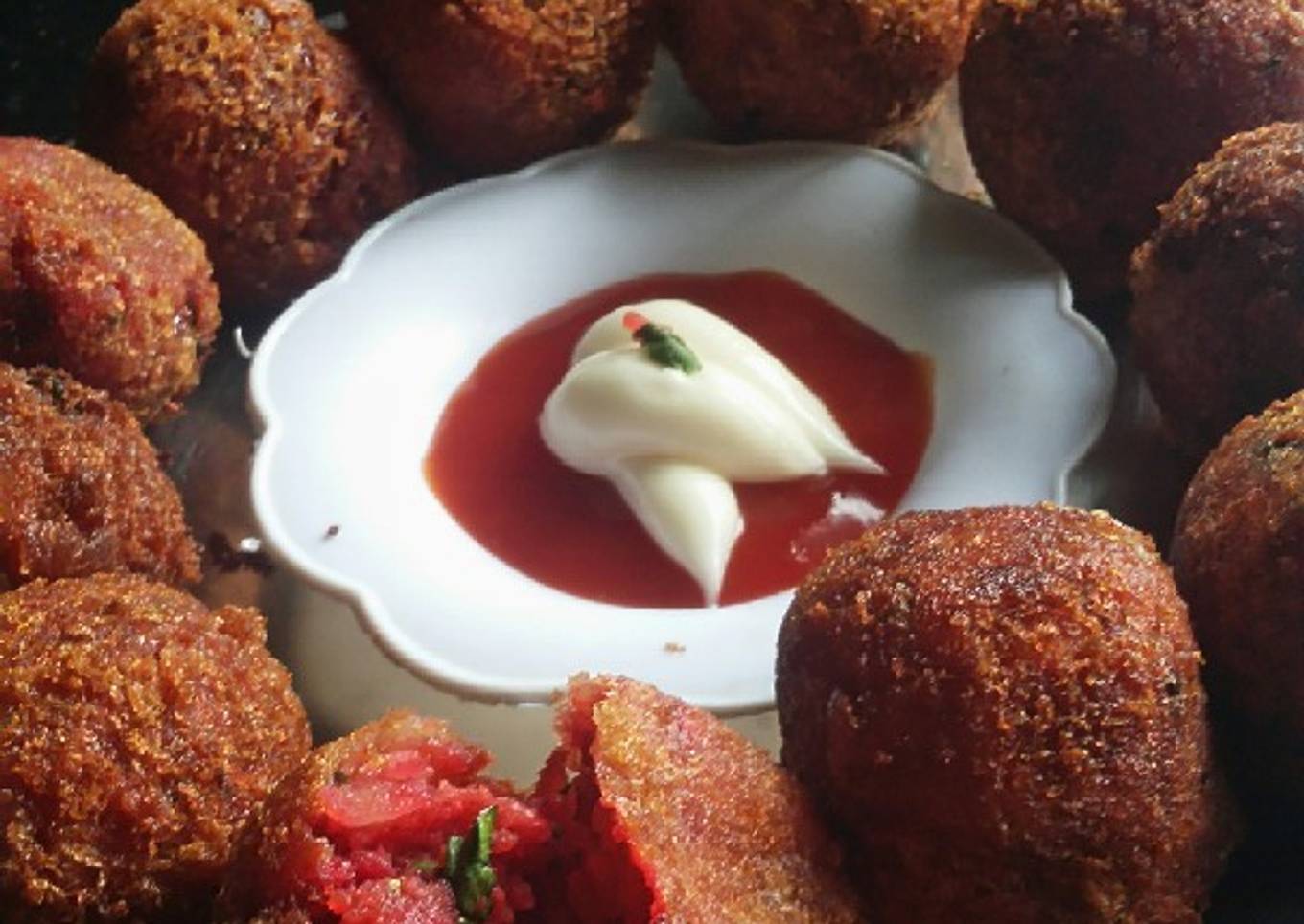 Potato Beet Cheese Balls