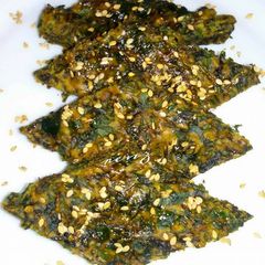 A picture of Spinach fritters / Palak wadi.
