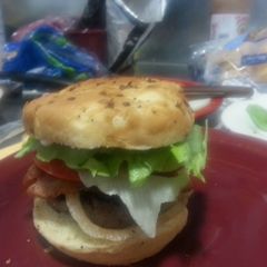 Dry ranch venison bacon burgers A picture of Dry ranch venison bacon burgers.