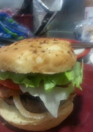A picture of Dry ranch venison bacon burgers.