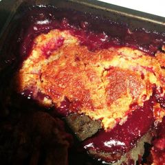 A picture of Delicious Rasberry-Peach "Dump Cake".