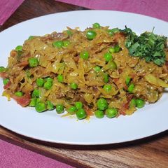 A picture of Cabbage pea subji.