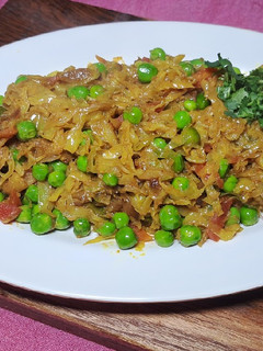A picture of Cabbage pea subji.