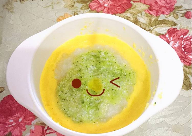 Bubur nasi jagung sup brokoli kentang telur puyuh-MPASI