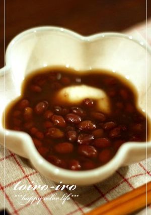 A picture of Zenzai (Sweet Red Bean Soup) in the Pressure Cooker!.