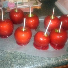 A picture of Best ever candy apples (they got a chewy coating, not hard to bite at all!).