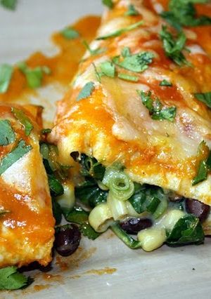 A picture of Spinach & Black Bean Enchiladas.