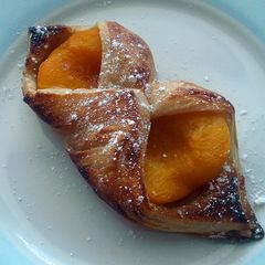 Vickys Puff Pastry Peach Turnovers, GF DF EF SF NF A picture of Vickys Puff Pastry Peach Turnovers, GF DF EF SF NF.