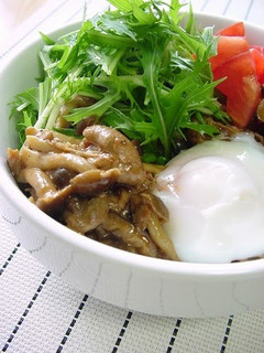 A picture of Sweet and Spicy Mushroom and Pork Rice Bowl.