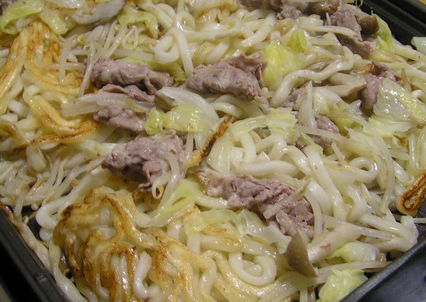 Griddle Fried Udon for Weekend Lunches