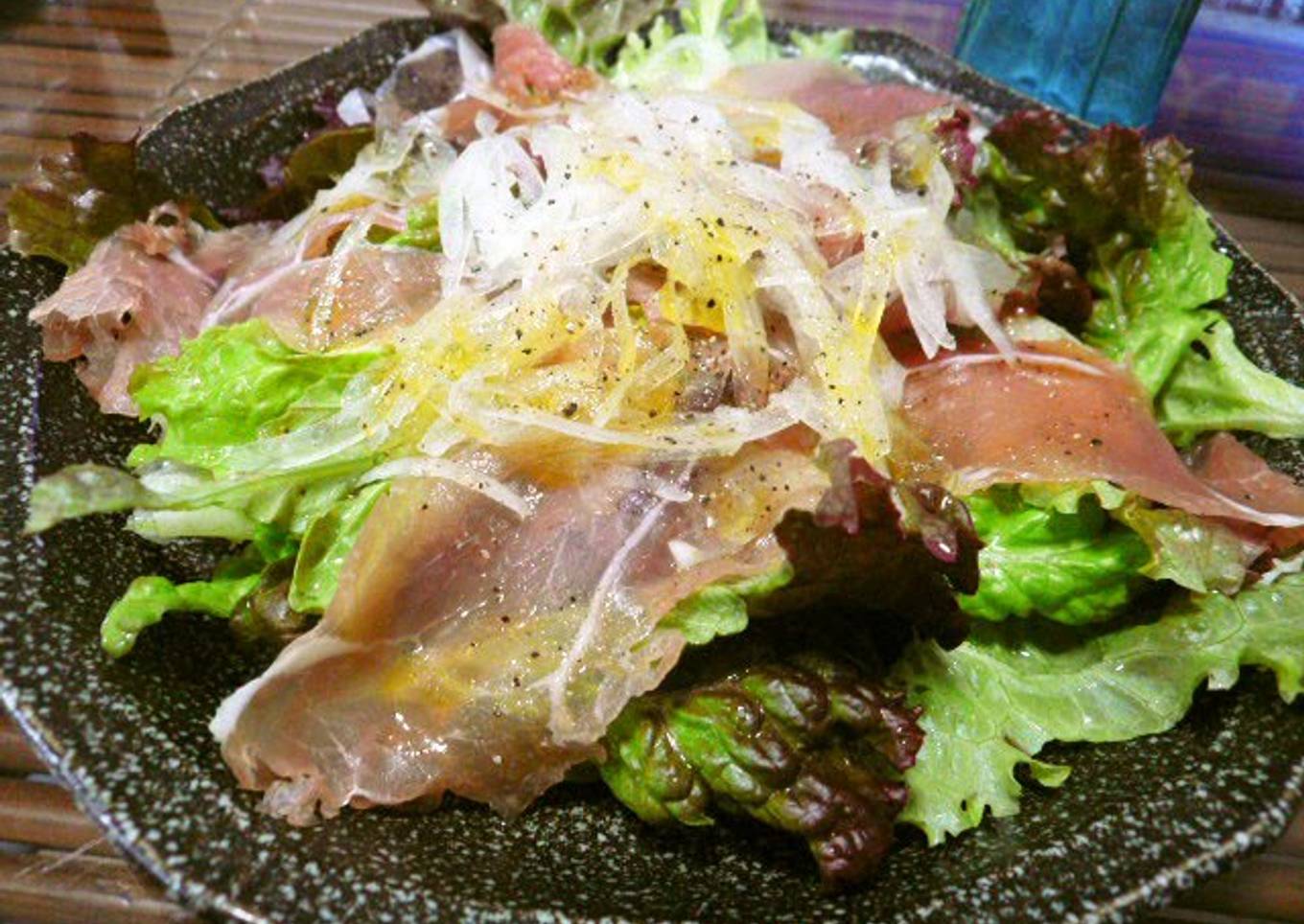 Ham and onion salad with homemade dressing