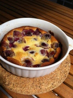 A picture of Clafoutis with American Cherries.