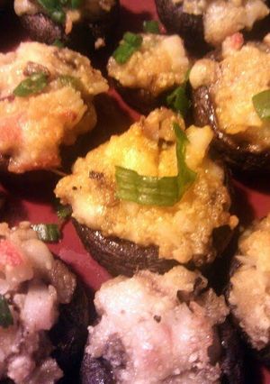 A picture of Crab Stuffed Baby Portabello Mushrooms.