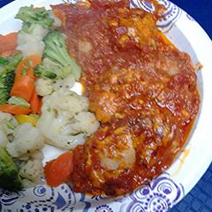 Stewed chicken in tomatoes A picture of Stewed chicken in tomatoes.