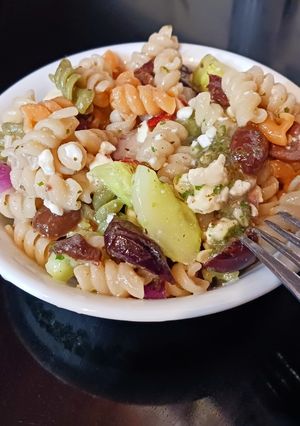 A picture of "Greek" Pasta Salad.