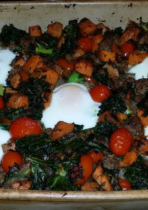 A picture of Sausage -Kale egg bake.