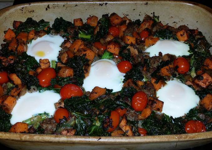 Steps to Make Ultimate Sausage -Kale egg bake