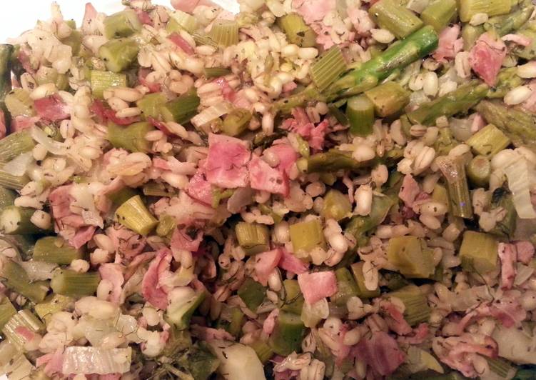 Recipe of Super Quick Homemade Barley Risotto with Asparagi and Ham