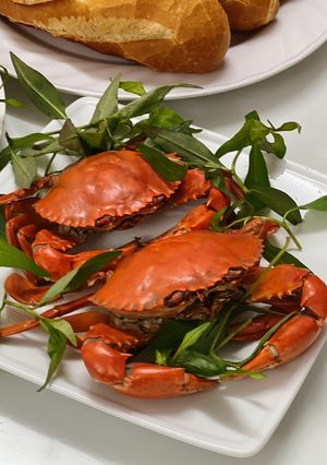 Hình của món Cua Hấp Bia.