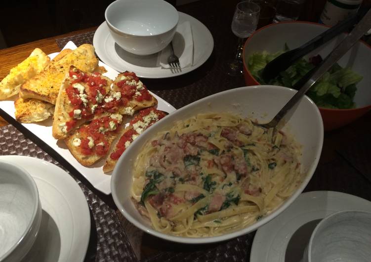 Fettuccini and Bacon Carbonara with Parmesan