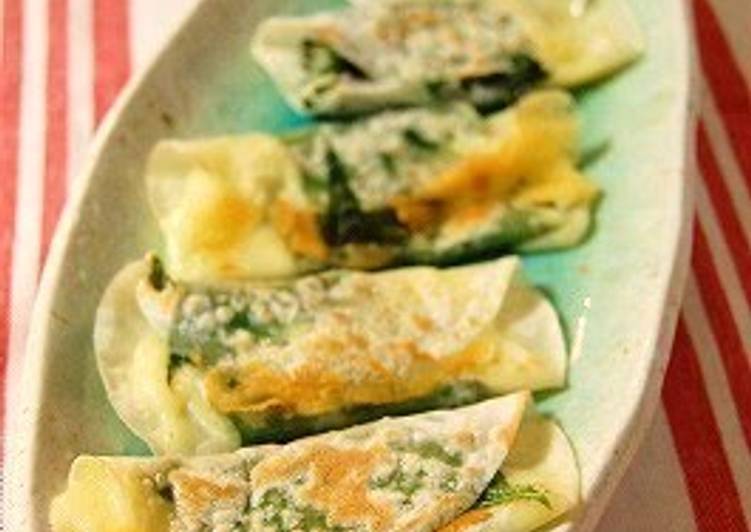 Recipe of Homemade Shiso Leaves & Cheese Rolled in Gyoza Skins