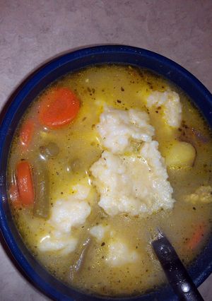 A picture of moms dumplings for chicken noodle dumpling soup (for large batch.