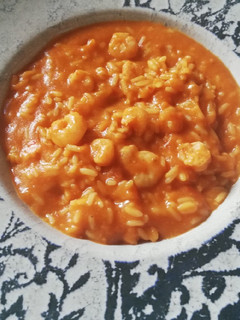 Una foto de Arroz con crema de bogavante y gambas