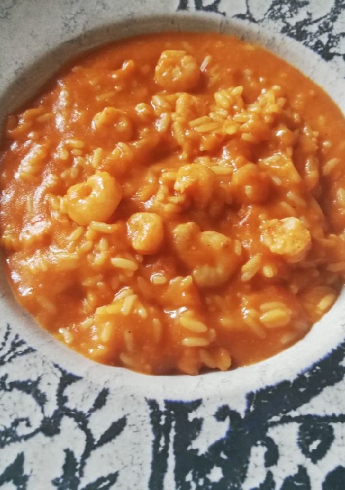 Una foto de Arroz con crema de bogavante y gambas