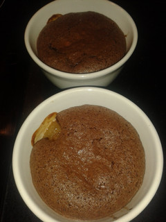 A picture of Pear and chocolate pudding.