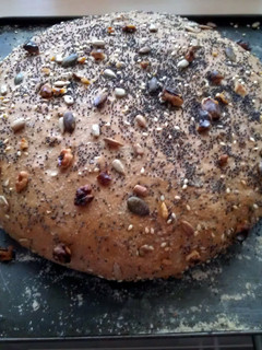 A picture of Vickys Brown Seeded Walnut Bread, GF DF EF SF.