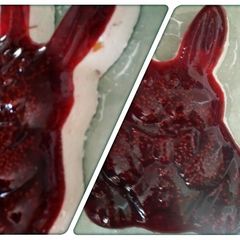 A picture of Tinklee's Raspberry and Peach Jello.