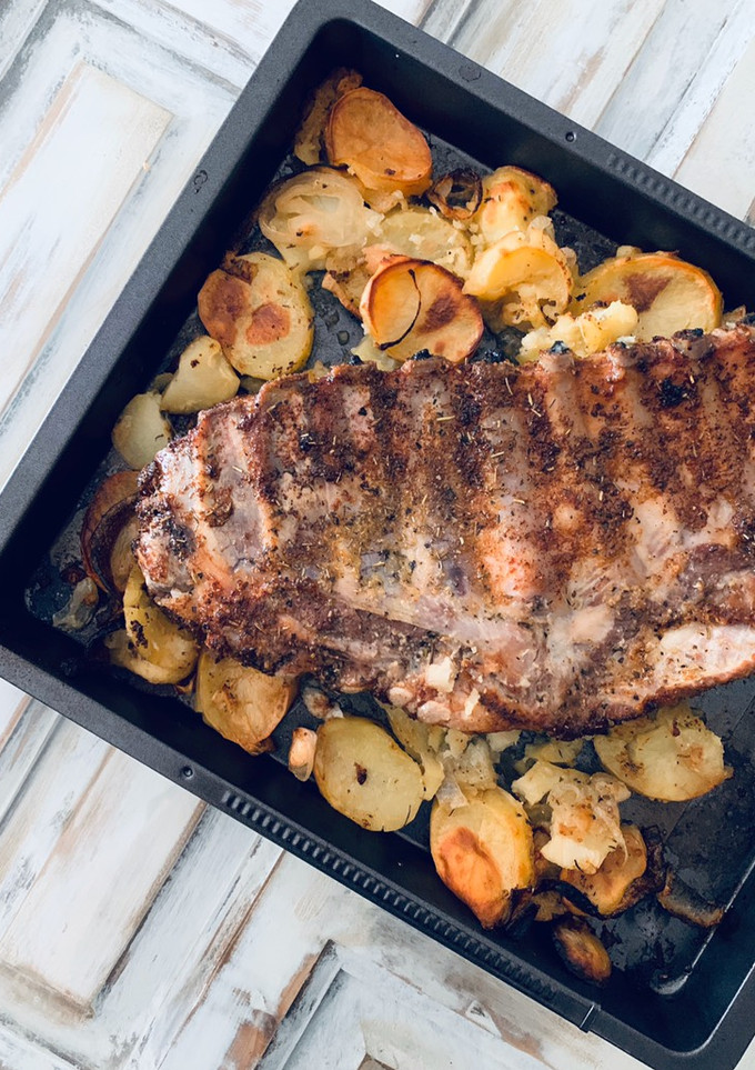 Una foto de Costilla de cerdo al horno