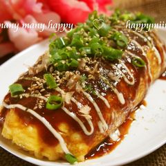 A picture of Omelette with Salt-Flavored Fried Noodles Using Instant Ramen.
