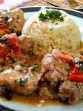 Pollo al horno en crema de tomates secos