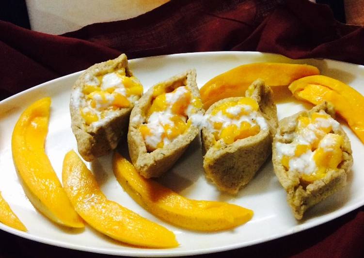 Paneer boats with mango stuffing