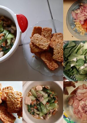 Foto resep Sayur tumis pokcay ayam dan tempe goreng