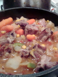 A picture of pork rib button stew.