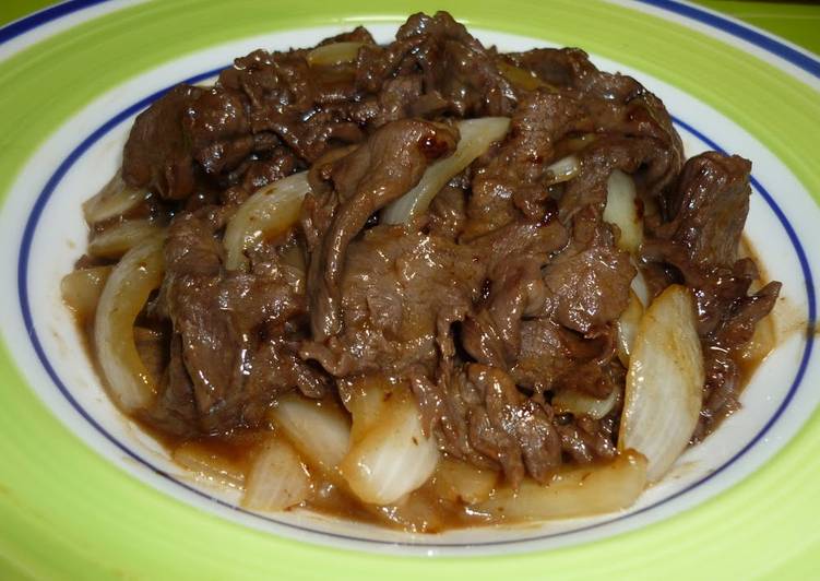 Recipe of Quick Sweet and Salty Beef and Onion Stir Fry