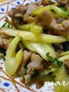 A picture of Stir Fried Celery and Pork with Oyster Sauce.