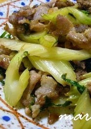 A picture of Stir Fried Celery and Pork with Oyster Sauce.