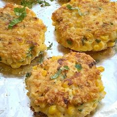 A picture of Shrimp and Corn Fritters with Mango Salsa.