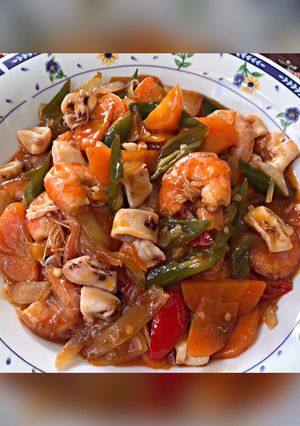 Foto resep Udang Cumi Saos Padang