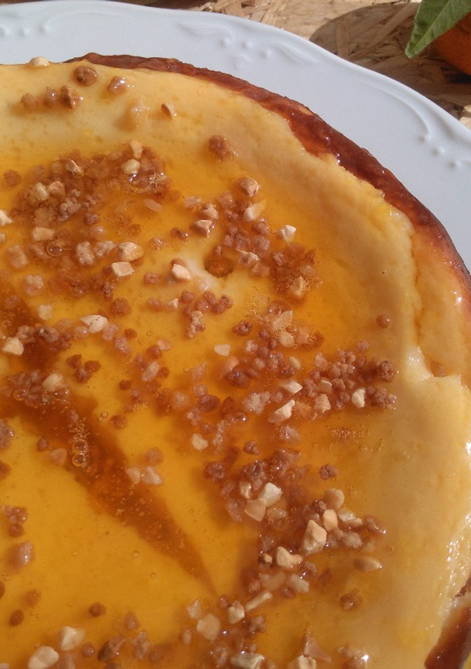 Una foto de Tarta de requesón con caramelo de mandarinas 