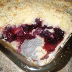 A picture of Apple, Blackberry and Custard Crumble.