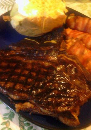 A picture of sunshine' s T- Bone steak.