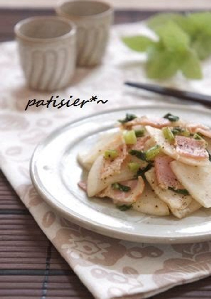 A picture of Turnips and Bacon Sautéed in Garlic and Butter.