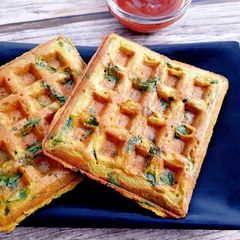 A picture of Moong Dal Palak Waffles.