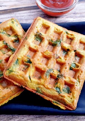 A picture of Moong Dal Palak Waffles.