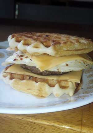 A picture of Ultimate Breakfast Banana Waffle Sandwich.