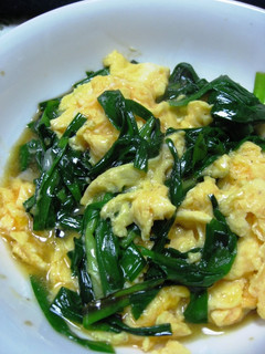 A picture of Garlic Chives and Scrambled Eggs--Taisan Restaurant-Style.